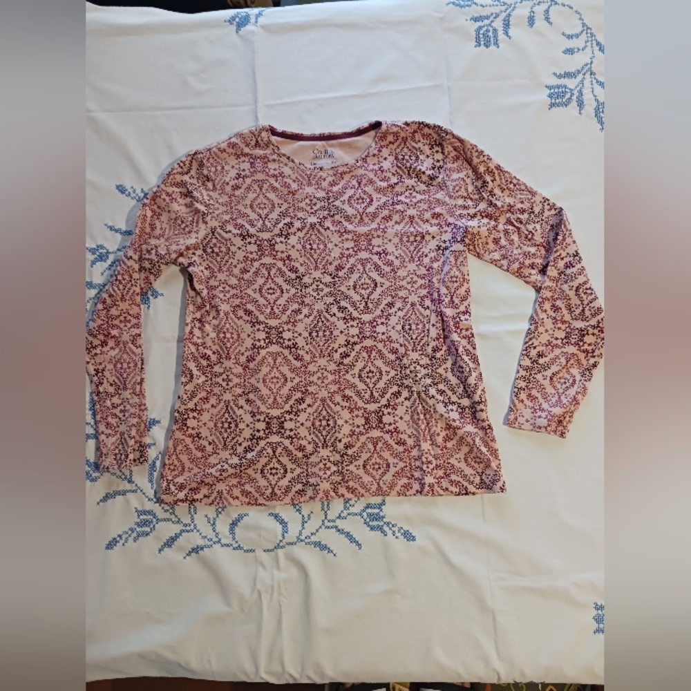 Croft & Barrow Womens Medium 100% Cotton Classic Long Sleeve T Shirt
